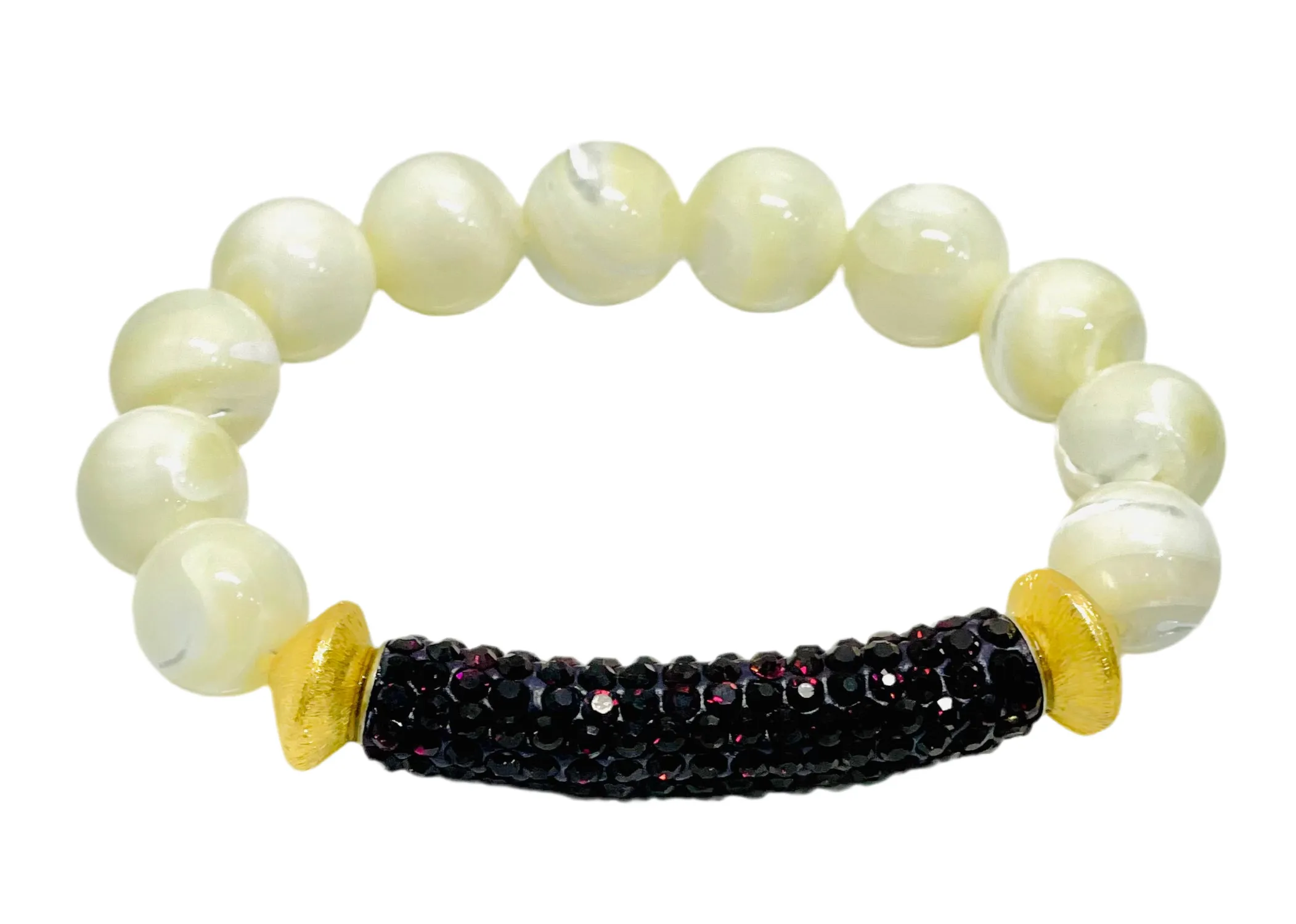 Ruby Crystals & Mother of Pearl Gemstones Bracelet