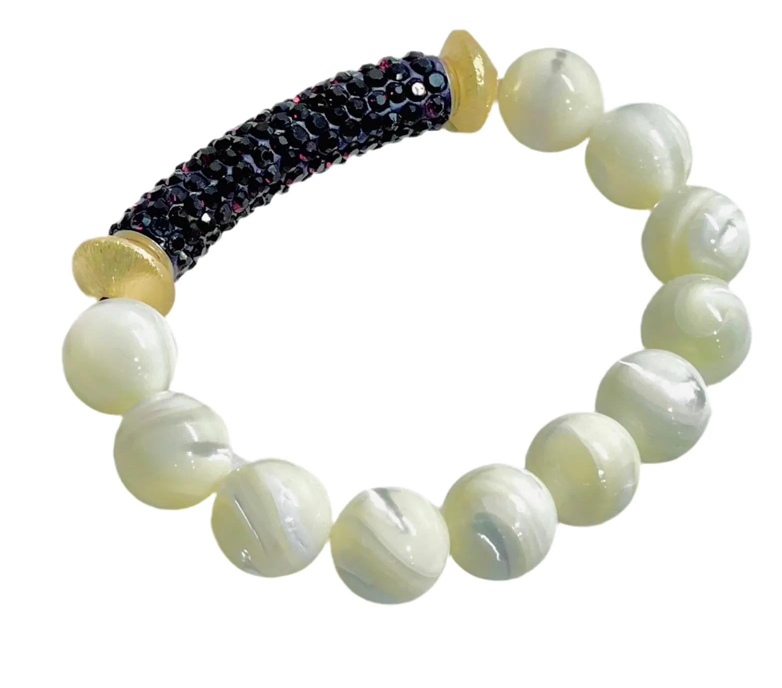 Ruby Crystals & Mother of Pearl Gemstones Bracelet