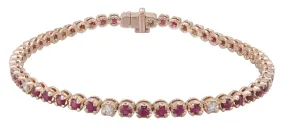 Ruby Gem Stone & Diamond Tennis Bracelet