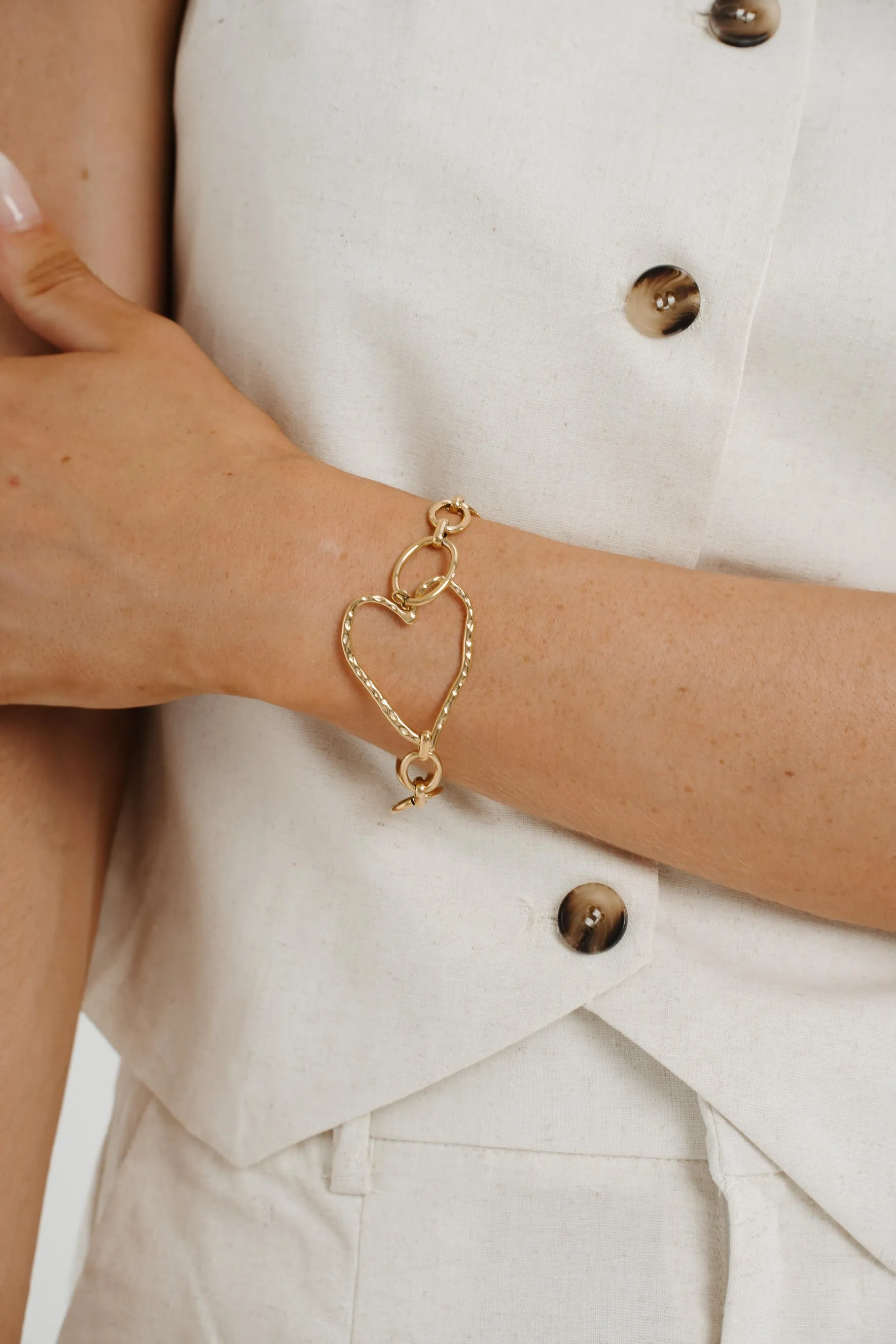 Ruby Heart Bracelet In Gold