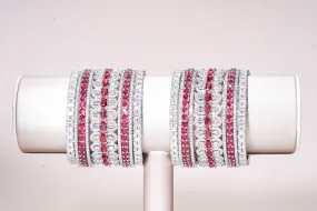 Safa Ruby White Gold Luxury Bridal Bangle Set By Jaipur Rose