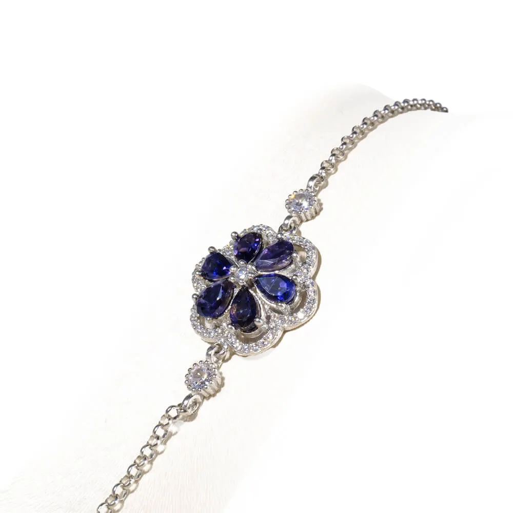 Sapphire Gemstone Silver Bracelet SCB-020