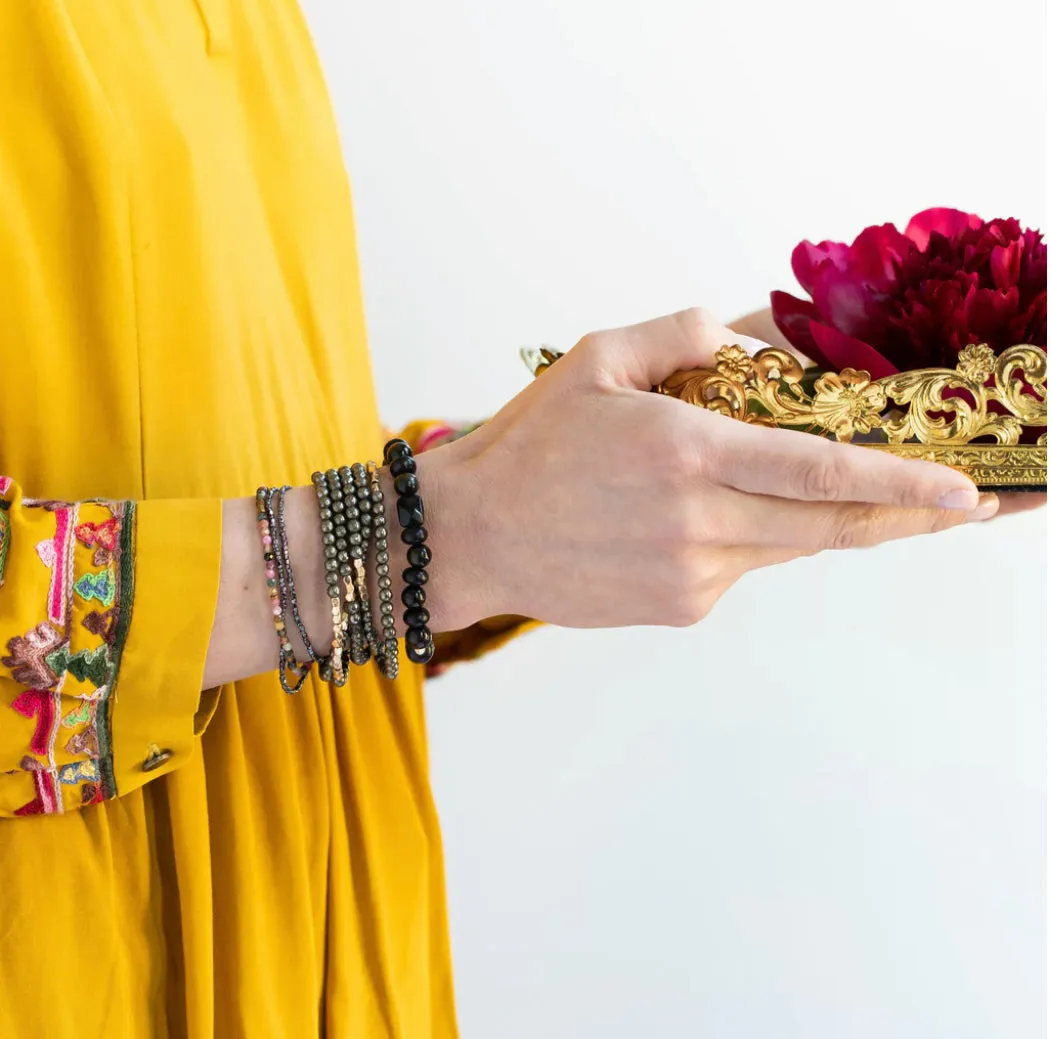 Scout Delicate Stone Wrap Bracelet / Necklace - Pyrite - Stone of Positive Energy