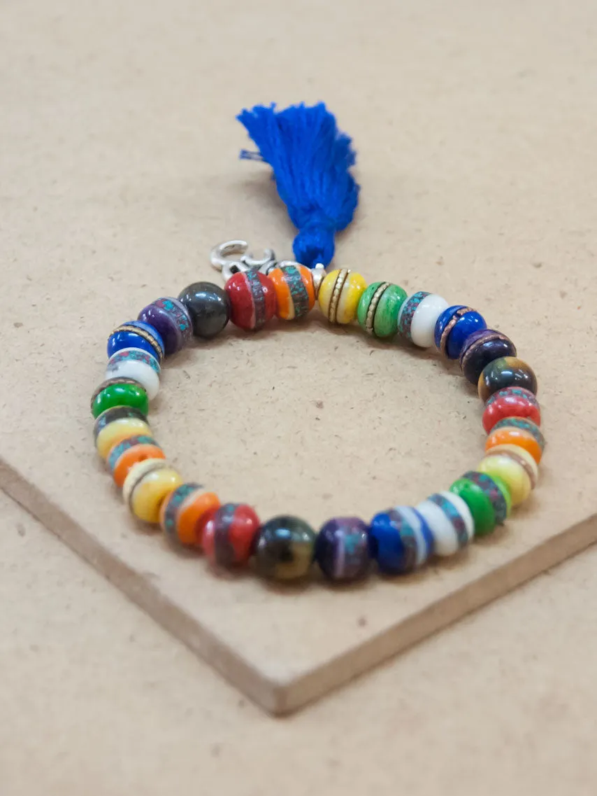 Seven Chakra Tibet Bone Mala Bracelets