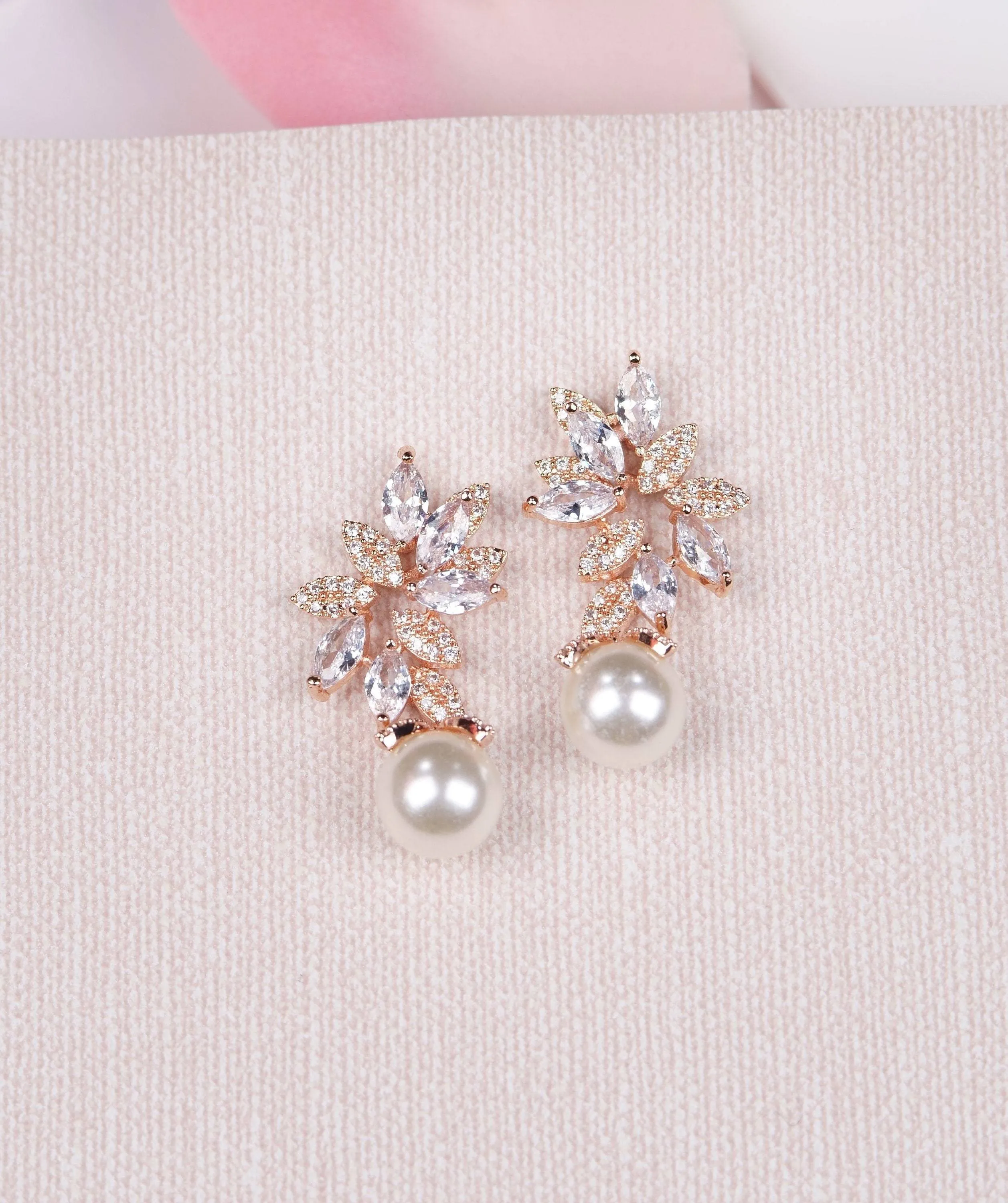 Shannon - Pearl Drop Stud Wedding Earrings