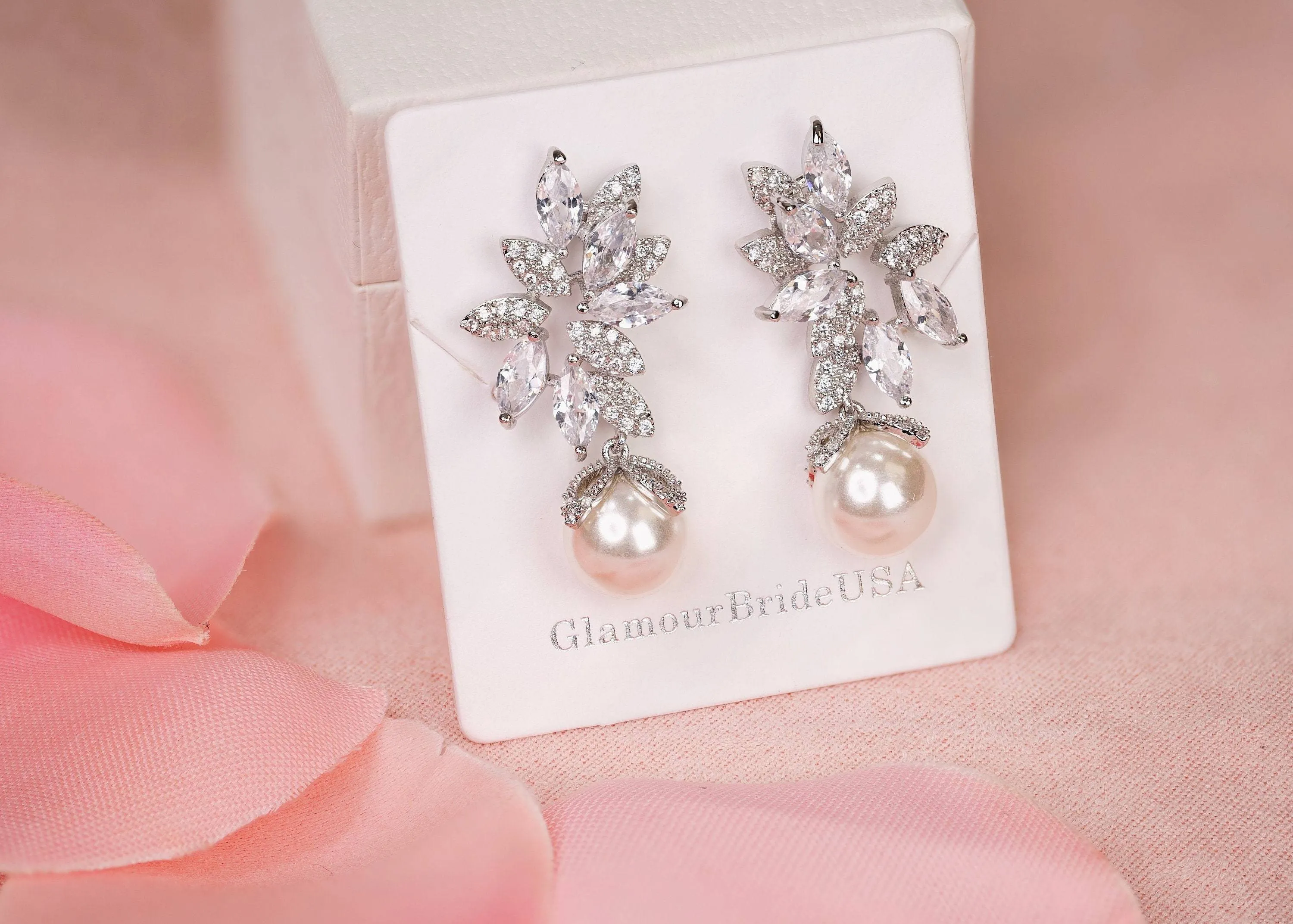 Shannon - Pearl Drop Stud Wedding Earrings