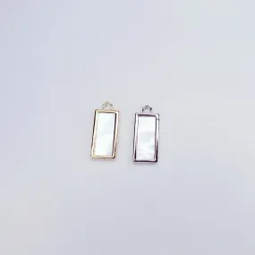 Shell Mother of Pearl Minimalist Rectangle Tag Charm