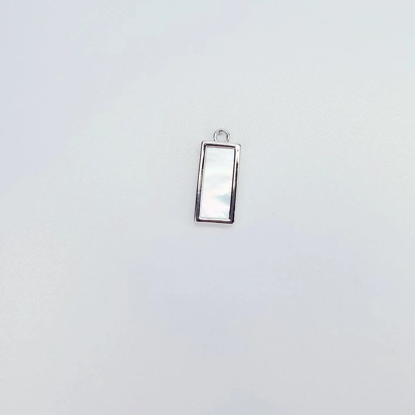 Shell Mother of Pearl Minimalist Rectangle Tag Charm