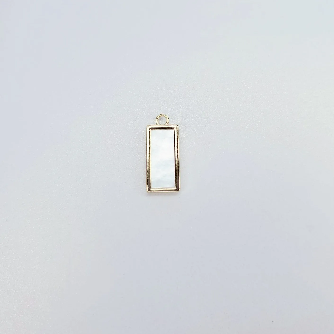 Shell Mother of Pearl Minimalist Rectangle Tag Charm