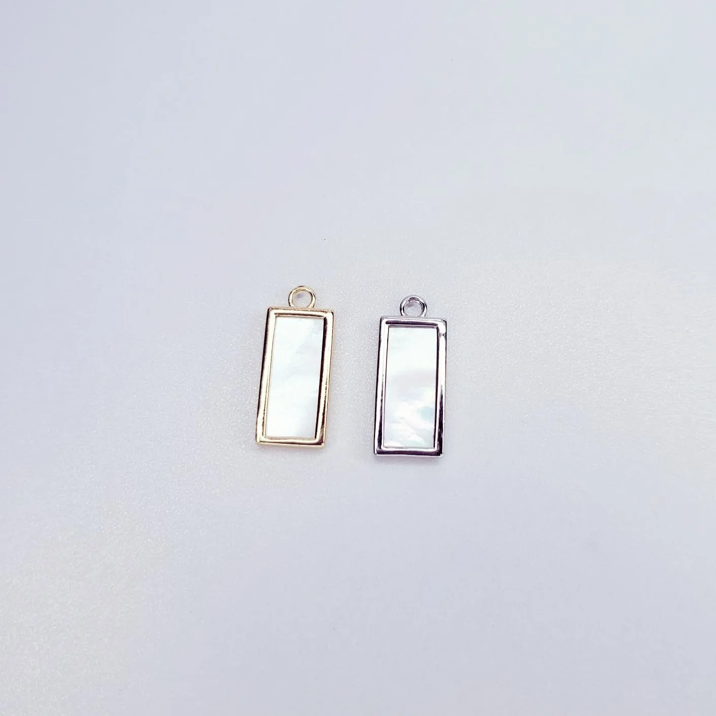 Shell Mother of Pearl Minimalist Rectangle Tag Charm