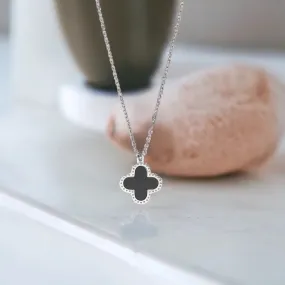 Silver Colored Clover Pendant Necklace