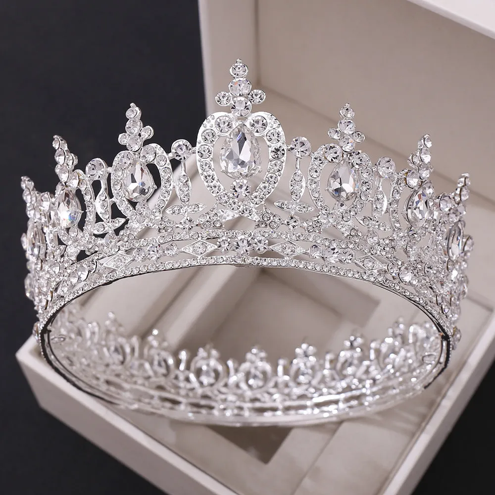 Silver Colors Rhinestone Bride Diadem Bridal Crown for Wedding Queen Princess Tiaras and Crown Hair Jewelry Pageant Prom