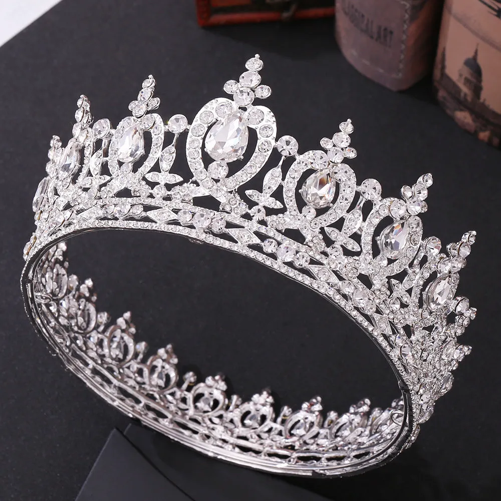 Silver Colors Rhinestone Bride Diadem Bridal Crown for Wedding Queen Princess Tiaras and Crown Hair Jewelry Pageant Prom