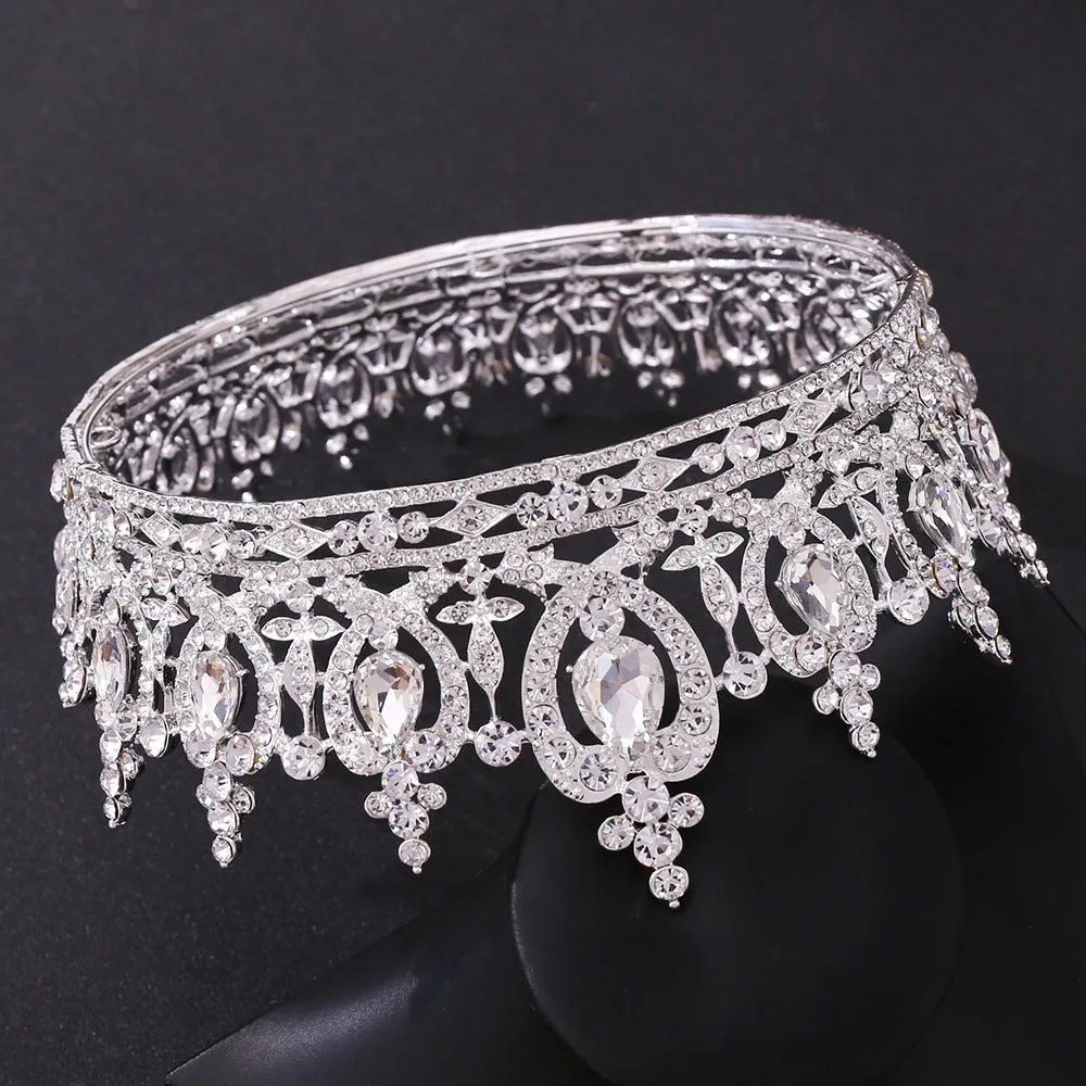 Silver Colors Rhinestone Bride Diadem Bridal Crown for Wedding Queen Princess Tiaras and Crown Hair Jewelry Pageant Prom