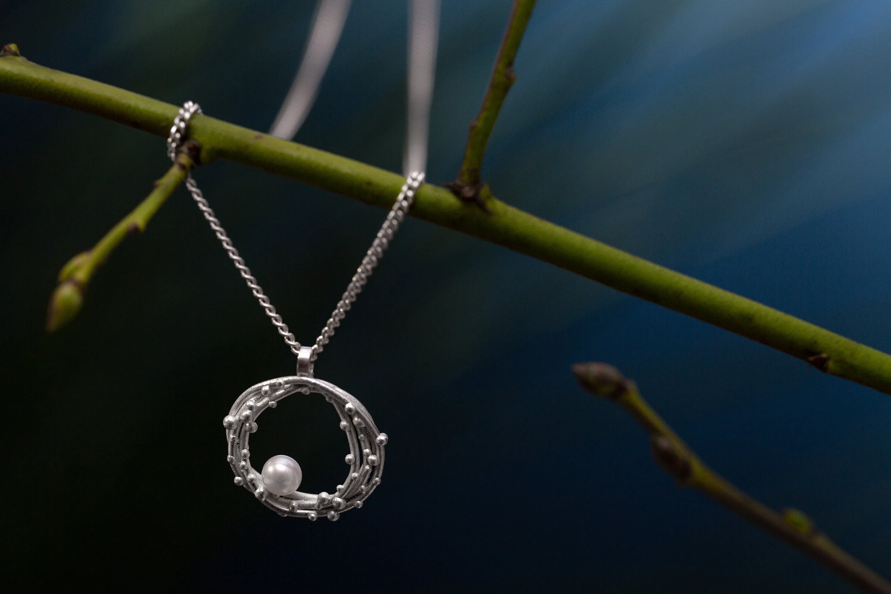 Silver Necklace with a Pearl