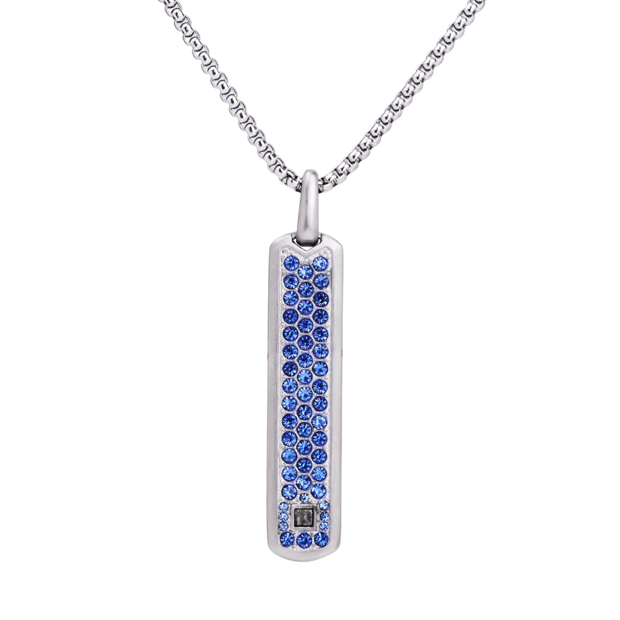 Silver Necklace with Blue Zircon Pendant