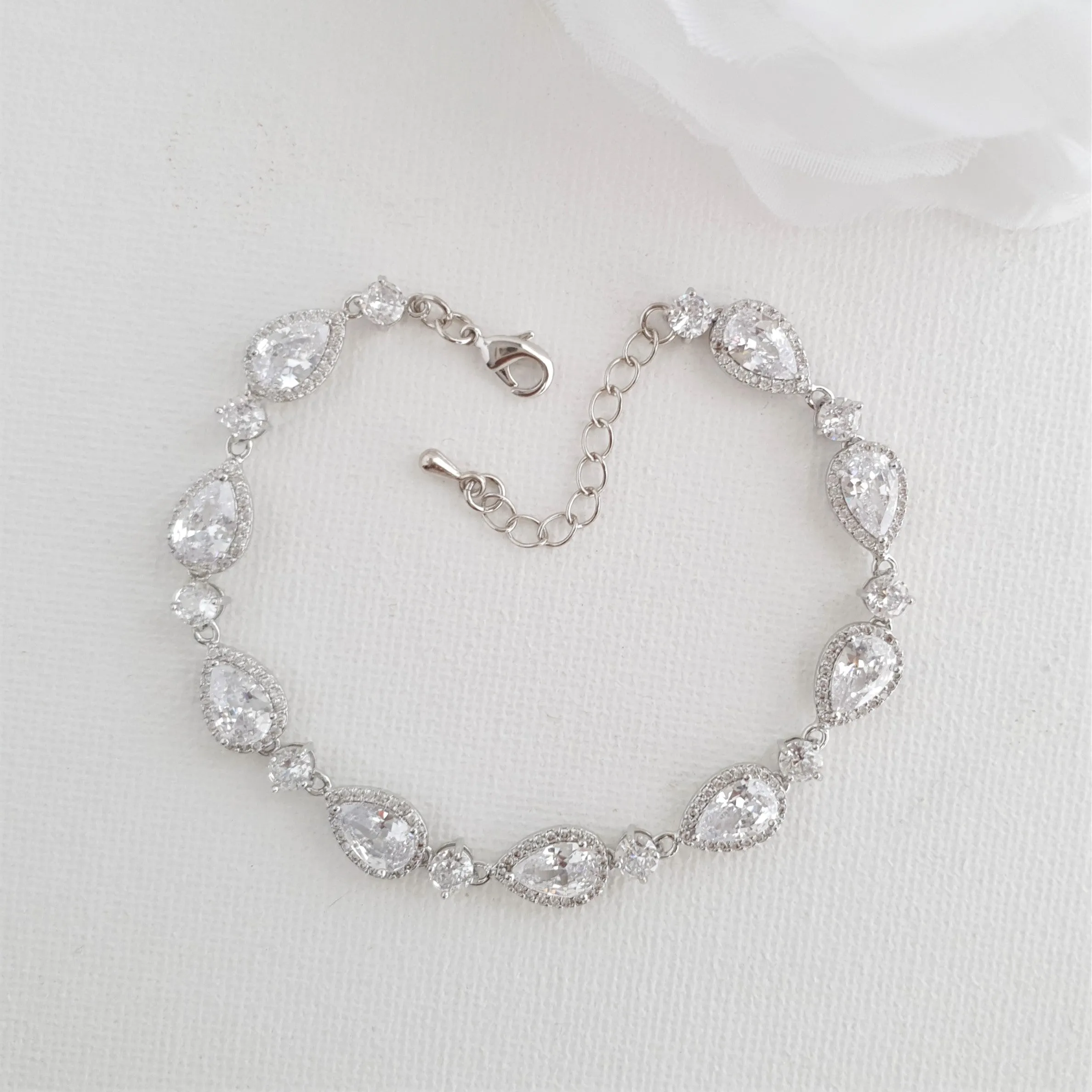 Simple Bridal Jewelry Set with Stud Earrings Necklace Bracelet-Emma