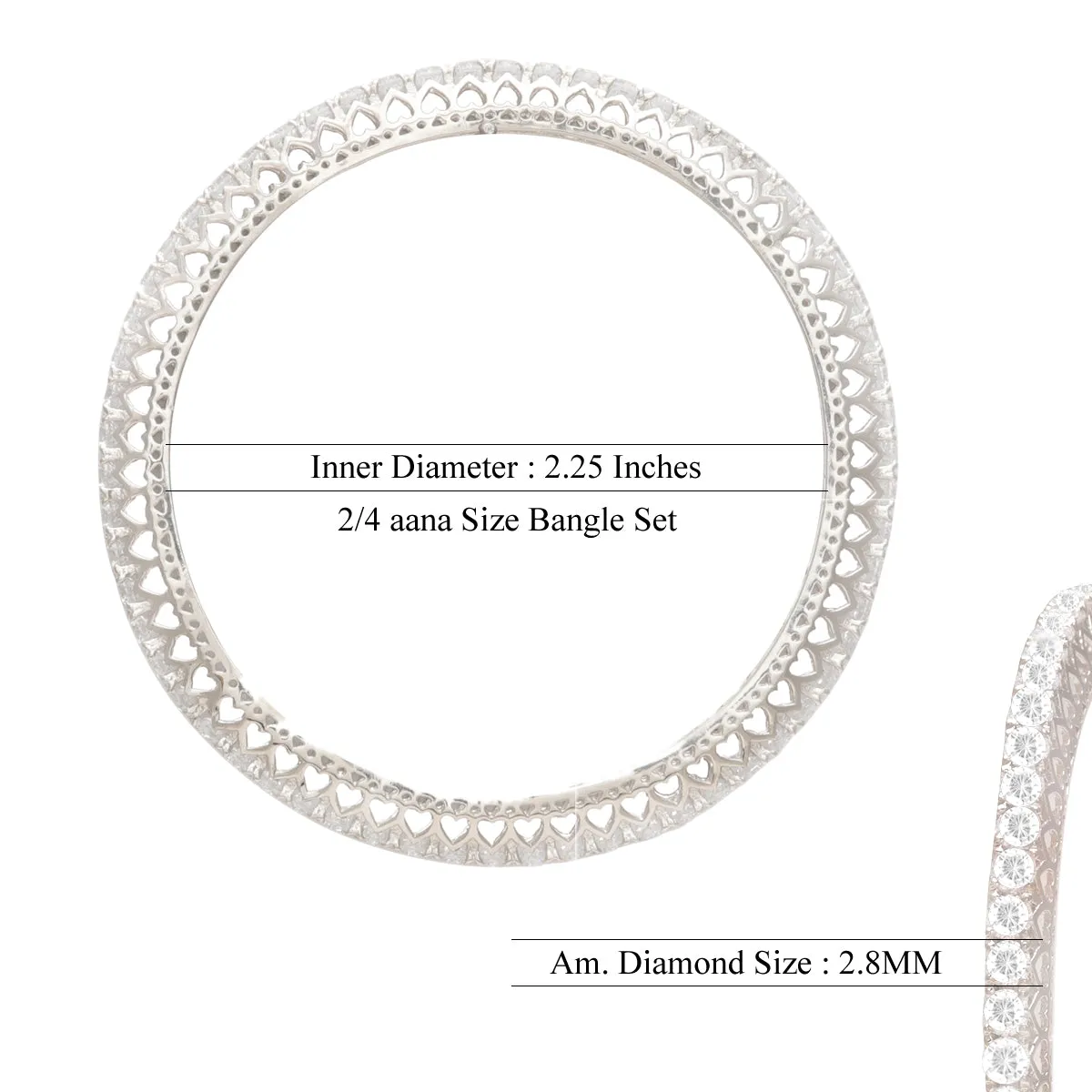 Single Line Diamonds Lookalike Bangles (2.4)