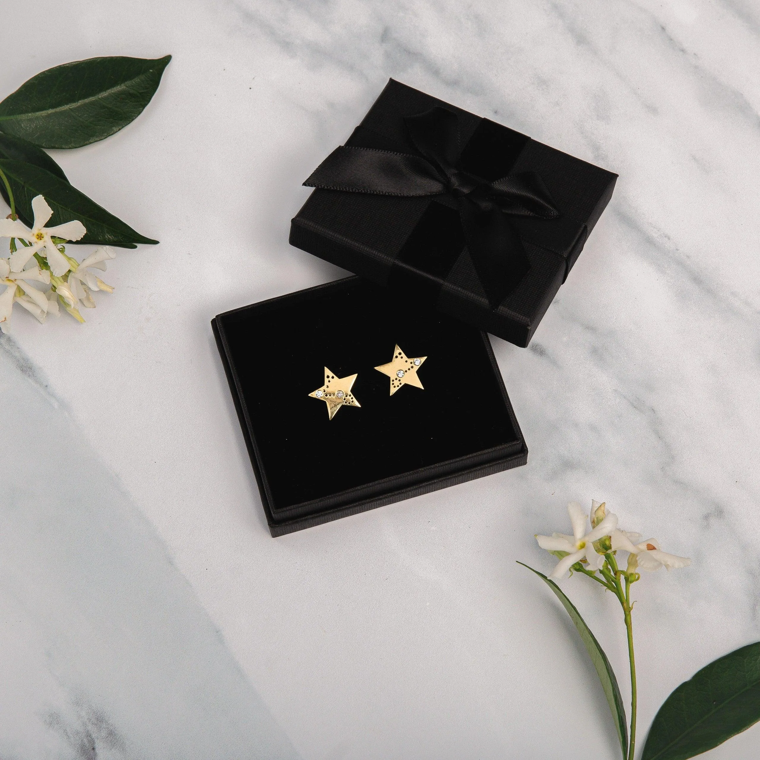 Solid Gold Star Constellation Stud Earrings