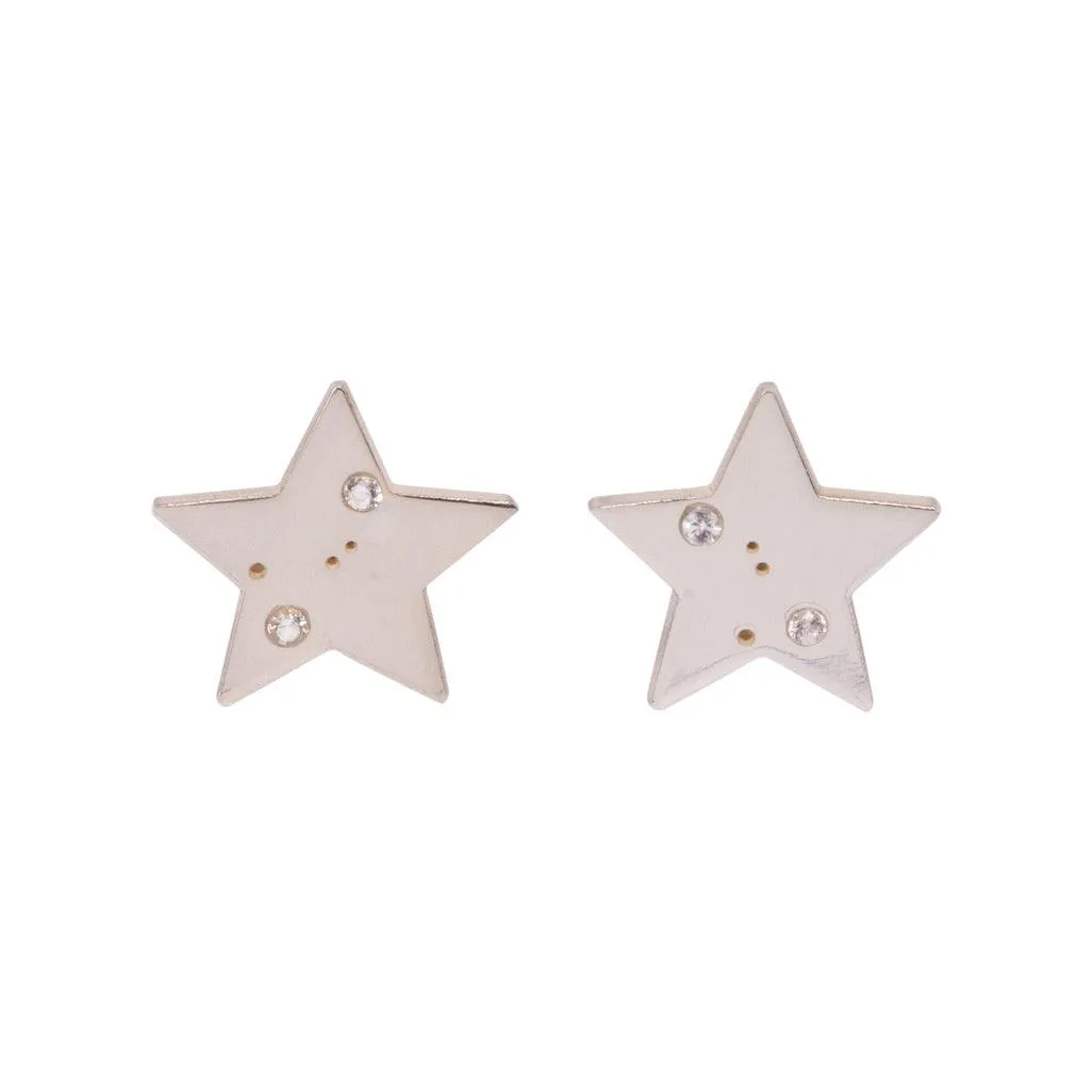 Solid Gold Star Constellation Stud Earrings