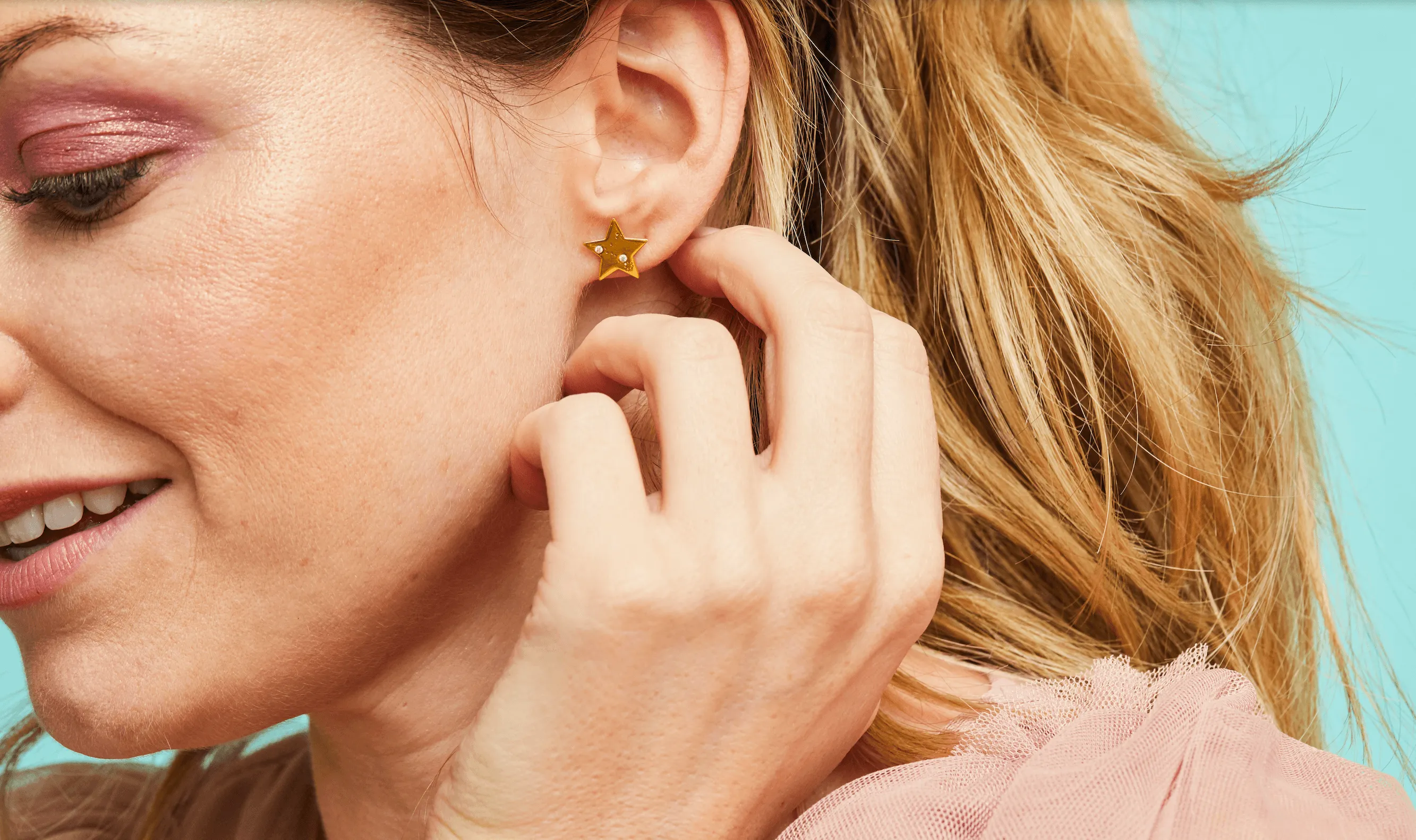 Solid Gold Star Constellation Stud Earrings