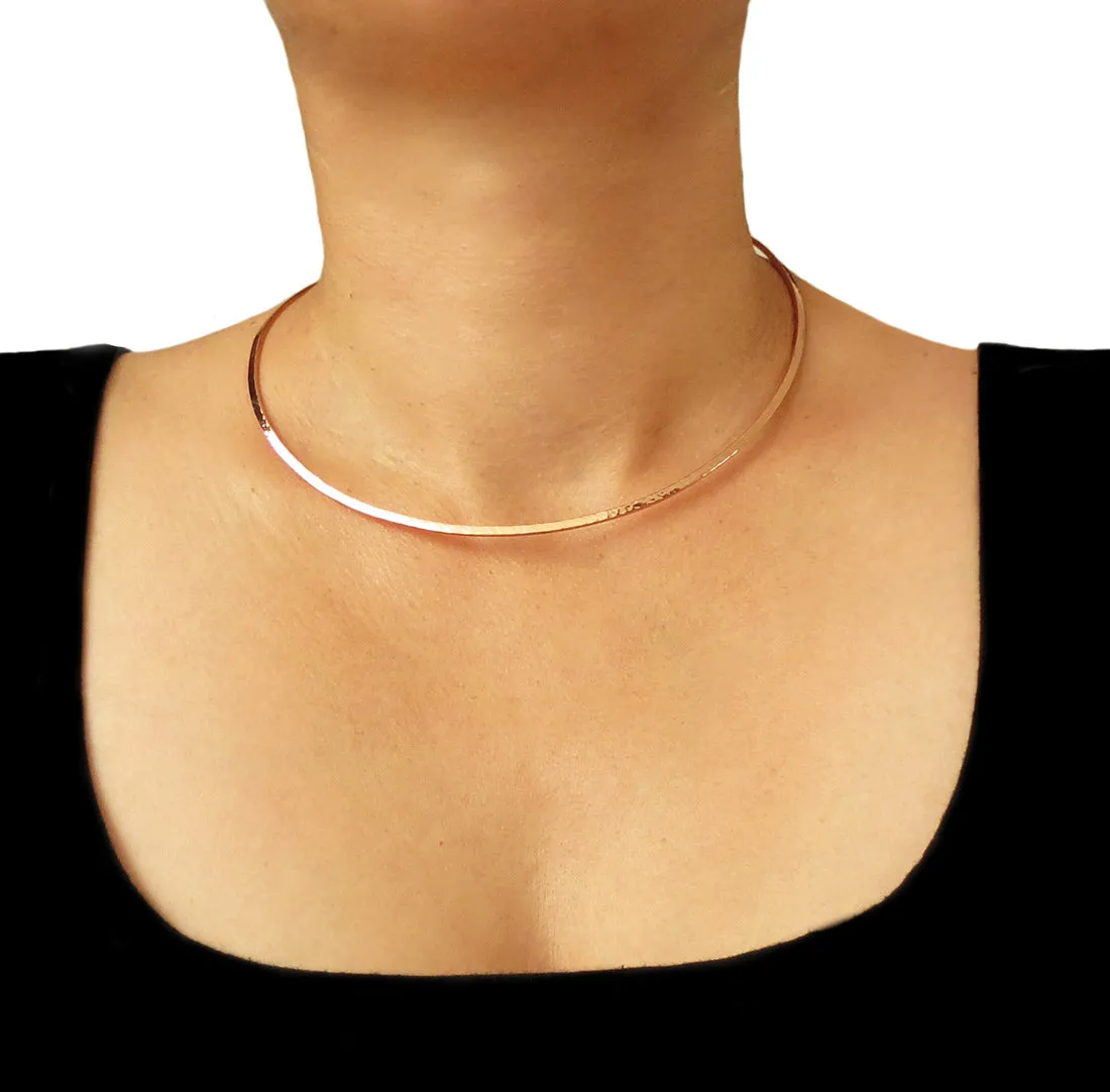 Solid Hammered Copper Choker Torc