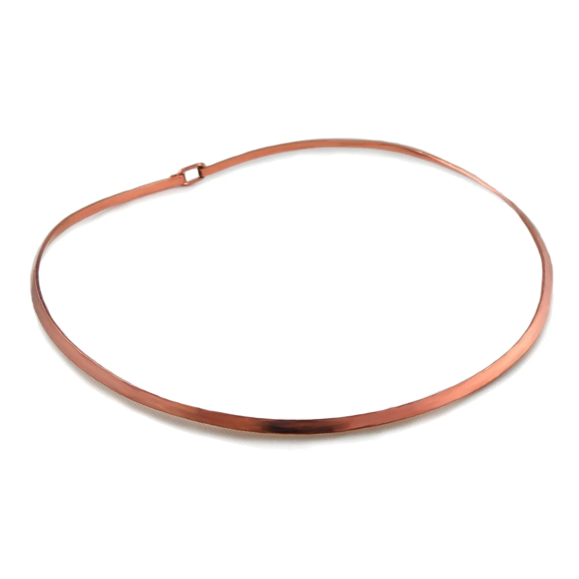 Solid Polished Copper Choker Necklace Torc