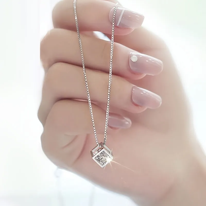 Sparkling Zircon Pendant Necklace for Women  Girls