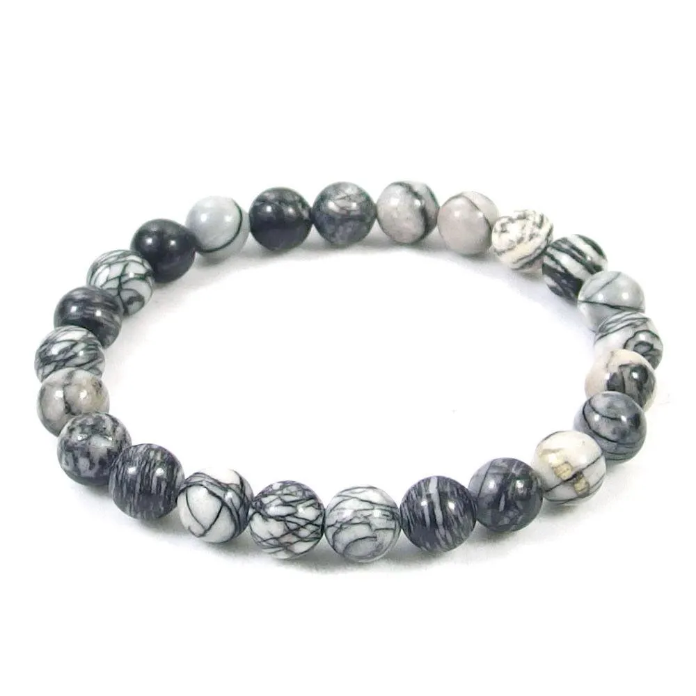 Spiderweb Jasper Beaded Crystal Bracelet