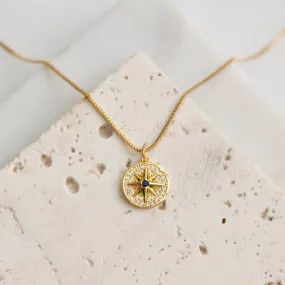 Star Medallion Necklace - Blue