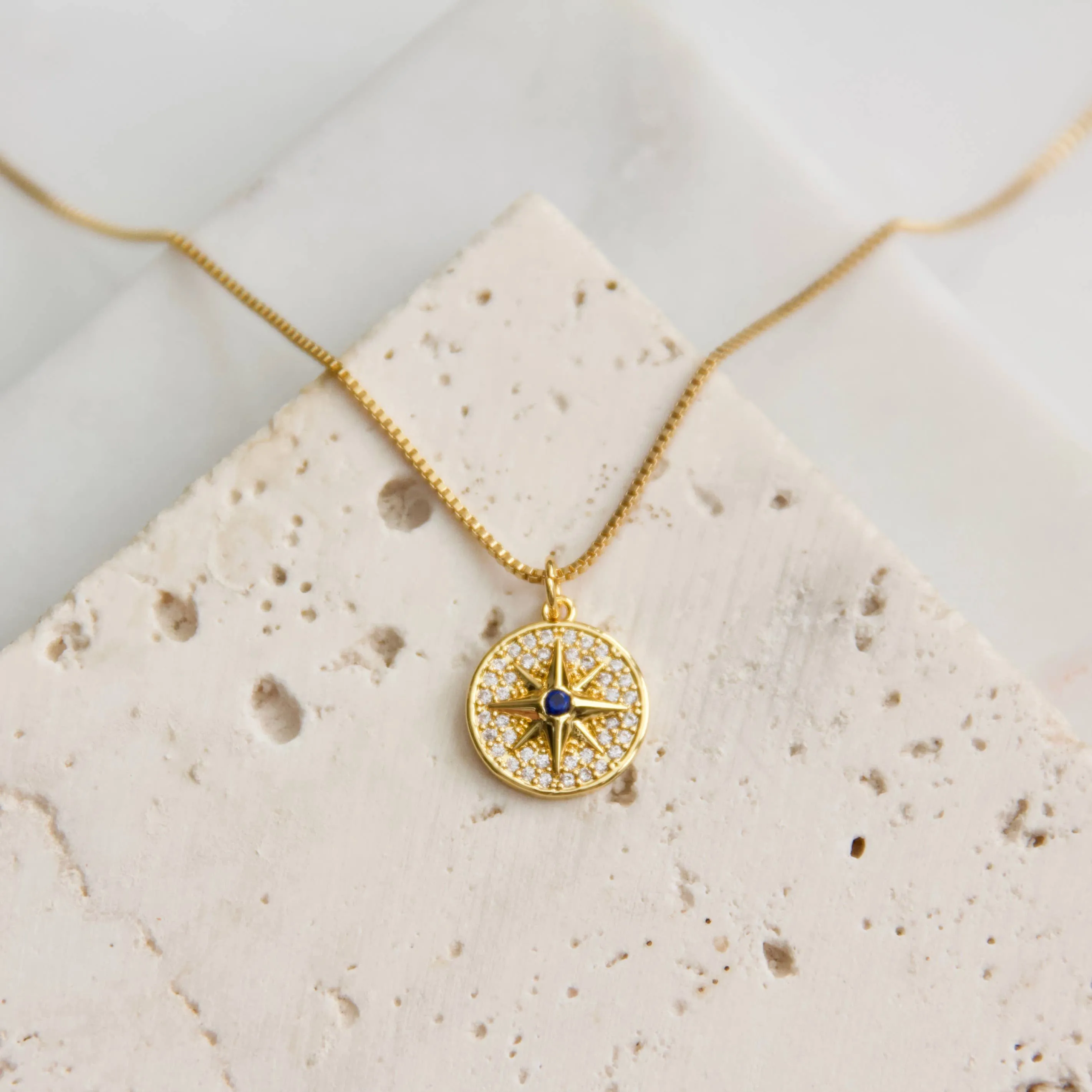 Star Medallion Necklace - Blue