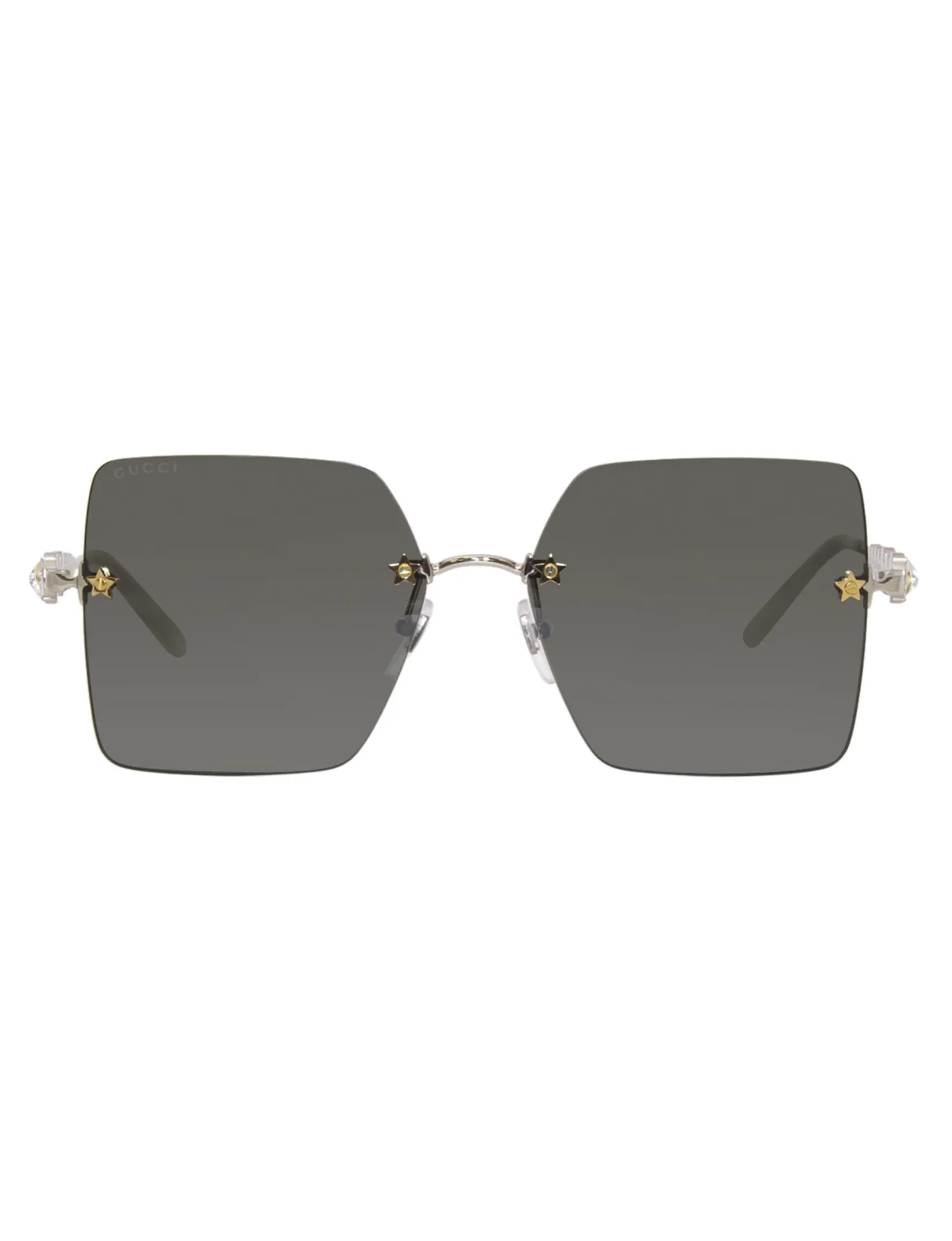 Star Square Sunglasses, Silver/Grey