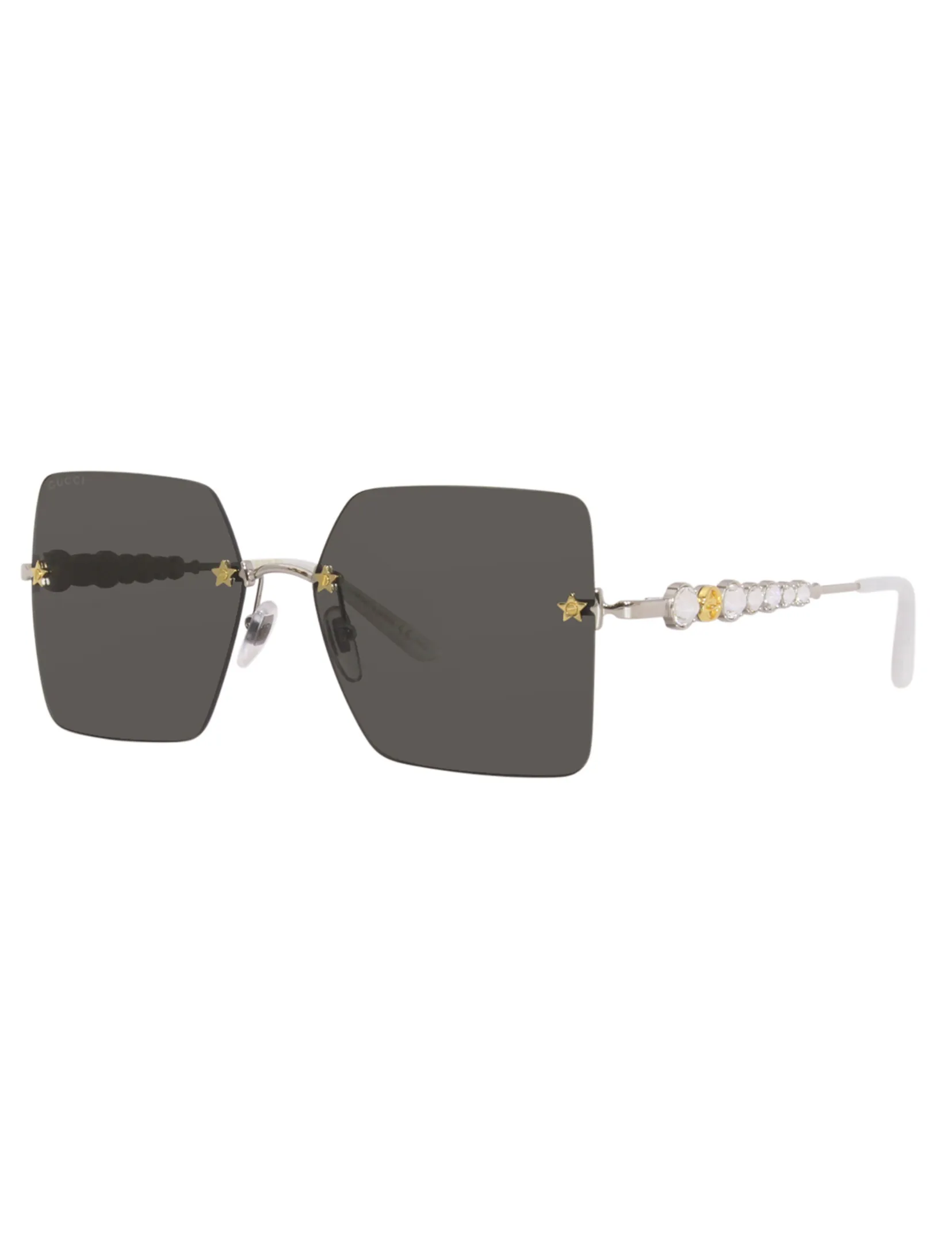 Star Square Sunglasses, Silver/Grey