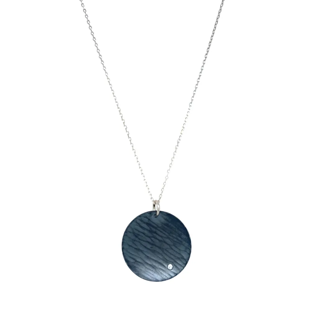 Sterling Silver & Diamond Necklace - "Metolious Moon"