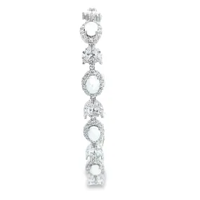 Sterling silver created opal ladies bracelet 36973