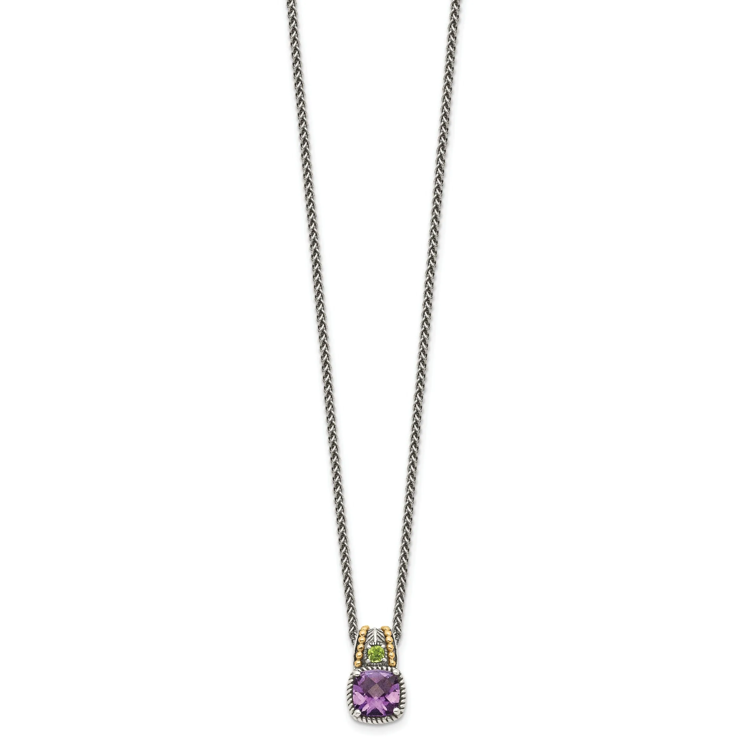 Sterling Silver Gold Amethyst Peridot Necklace