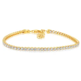 Sterling Silver Gold Plated Zirconia Tennis 19cm Bracelet