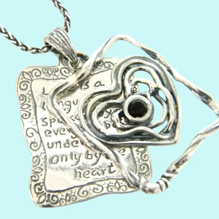 Sterling silver Love necklace bohemian design Israeli Love Message Pendant