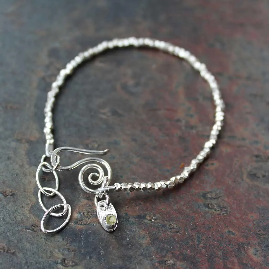 Sterling Silver Mini Peridot Nugget Bracelet