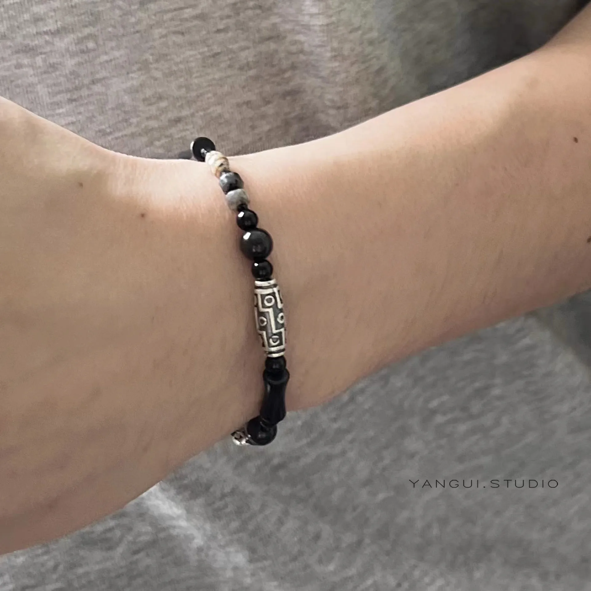 Sterling Silver Obsidian Fortune's Favor Bracelet