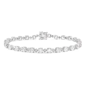 Sterling Silver Rhodium Plated Zirconia Tennis 18.5cm Bracelet