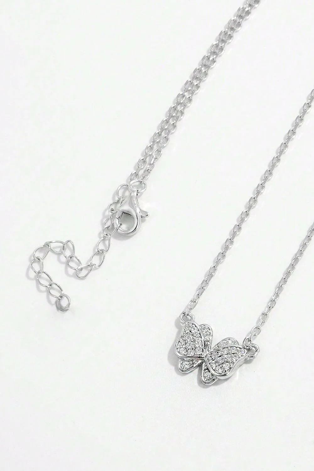 Sterling Silver Zircon Butterfly Pendant Necklace