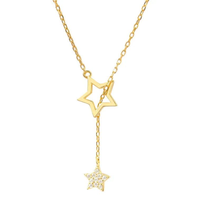 Sterling Silver Zircon Stars Necklace