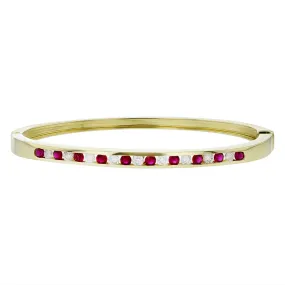 Suna 18K Yellow Gold Ruby and Diamond Bangle