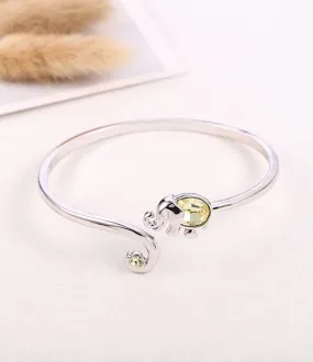 Swarovski Crystal Elephant Bangle Bracelet in 18K White Gold