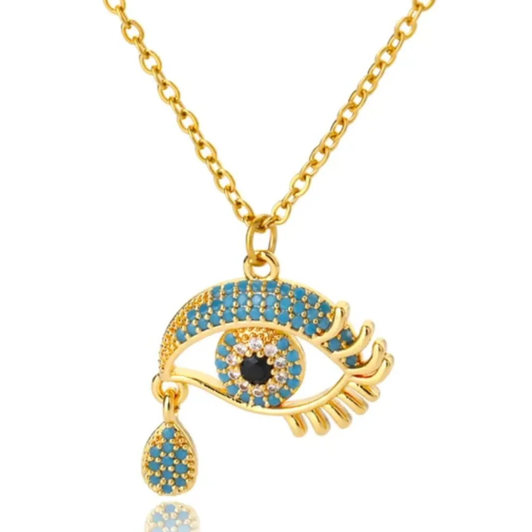 Tear Drop Evil Eye Necklace