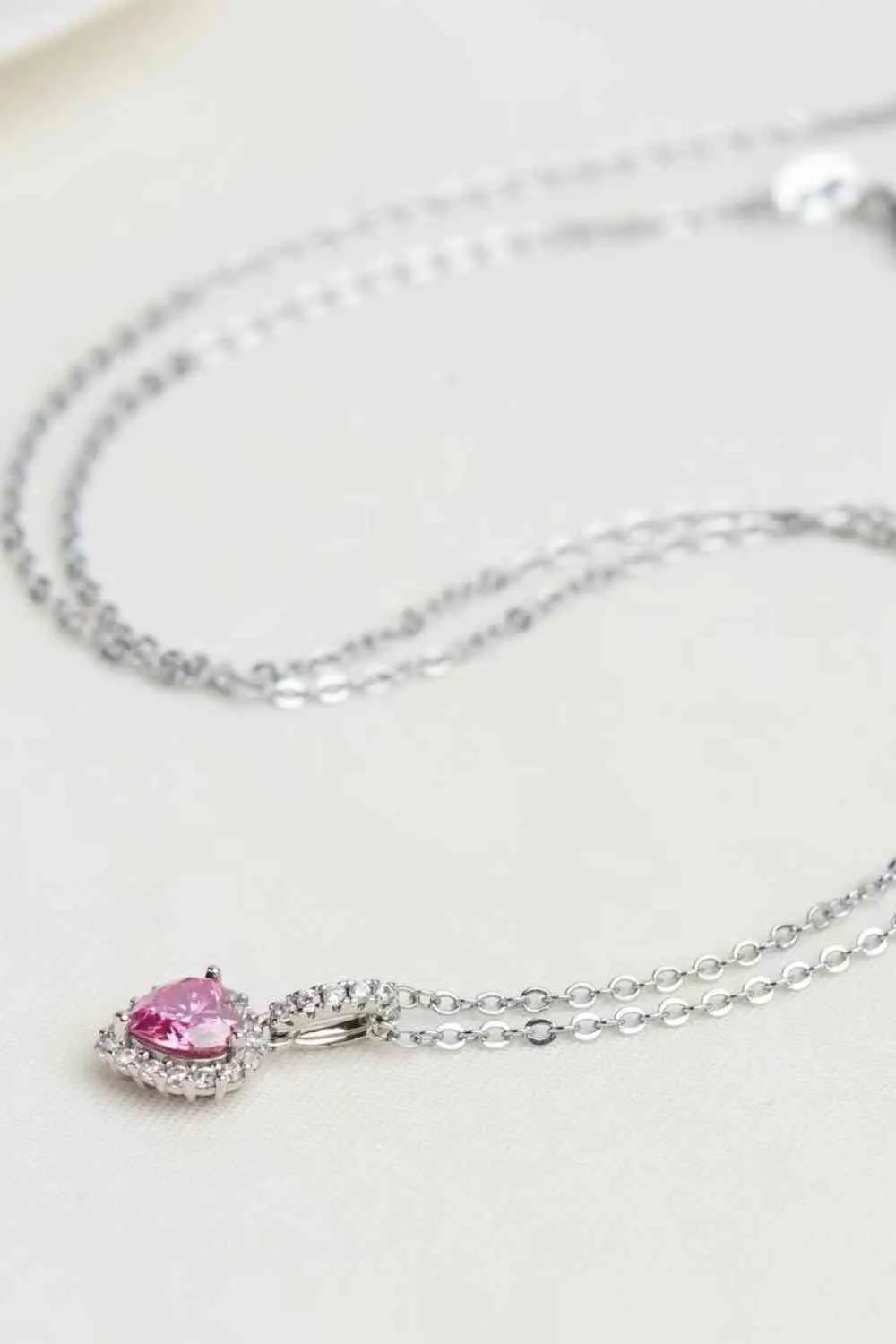 TEEK - Pink 1 Carat Heart Pendant Necklace