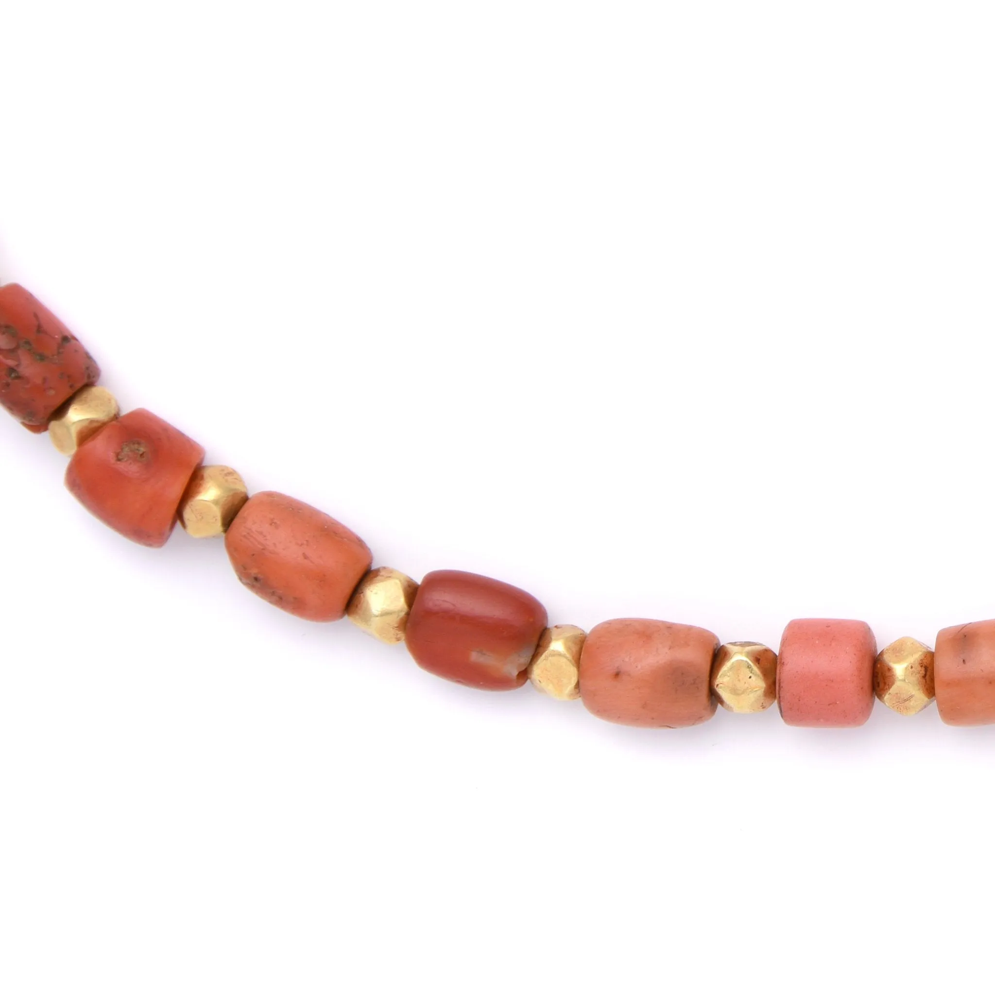 Tibetan Antique Coral & Gold Bead Necklace