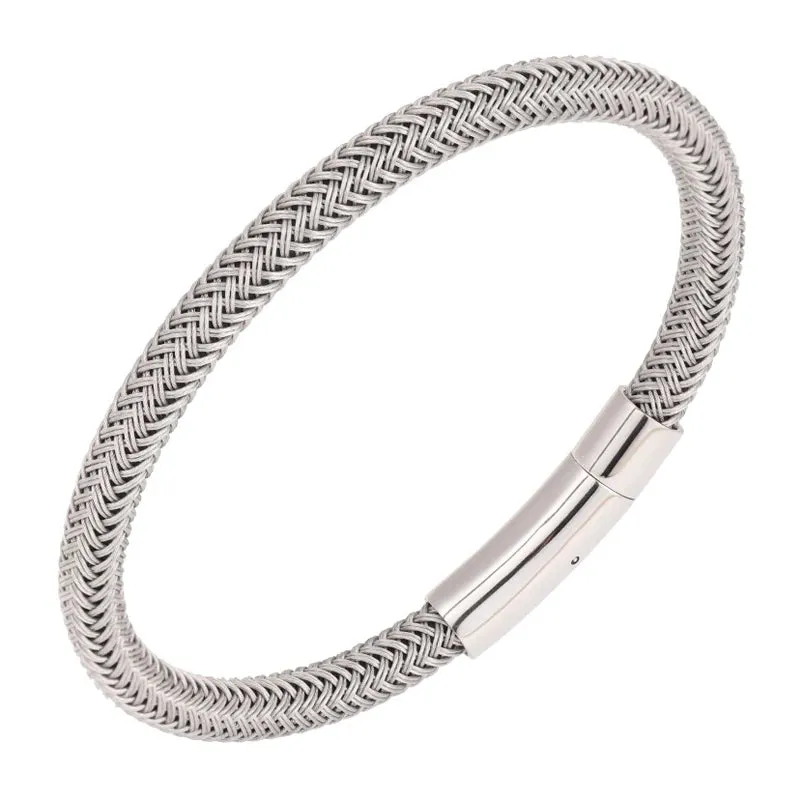 Trendy Black and White Titanium Steel Rope Bracelet for Couples - Wholesale Gift with Free Shipping