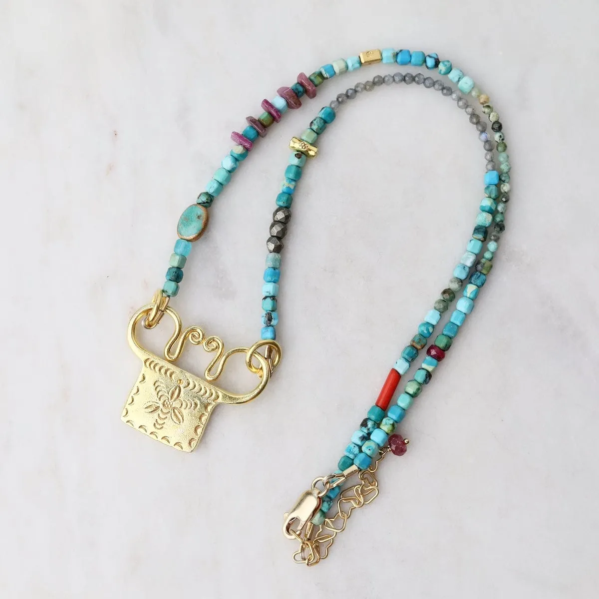 Trilogy Turquoise with Spirit Lock Necklace